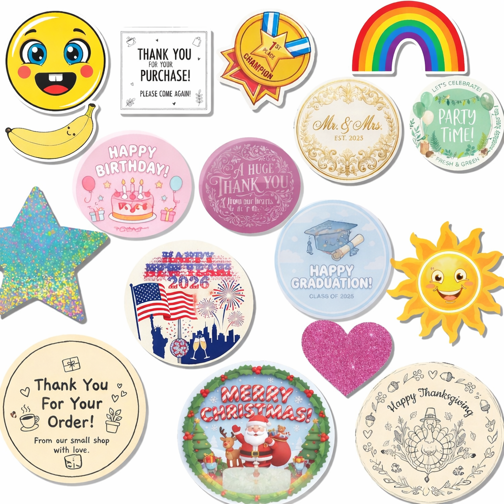 Custom Snap-in Sticker Roll Cartridge Refill – Compatible with StickerBot Automatic Sticker Dispenser – Personalized Thank You Labels for Packaging & Office Use