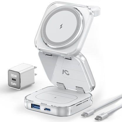 Cargador inalámbrico W7 Flip 5 en 1 para Magsafe, con adaptador de 35W