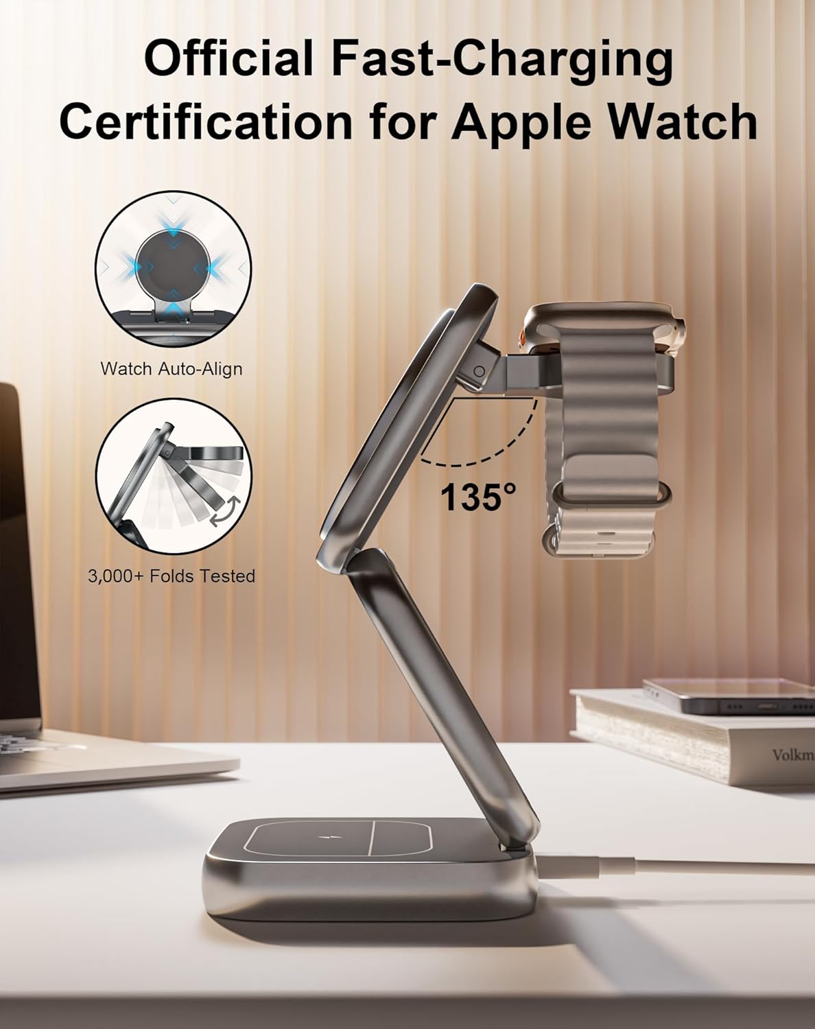 Cargador inalámbrico W7 Flip 5 en 1 para Magsafe, con adaptador de 35W