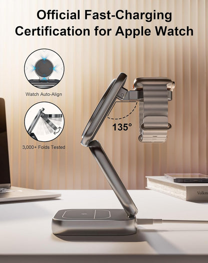 Cargador inalámbrico W7 Flip 5 en 1 para Magsafe, con adaptador de 35W
