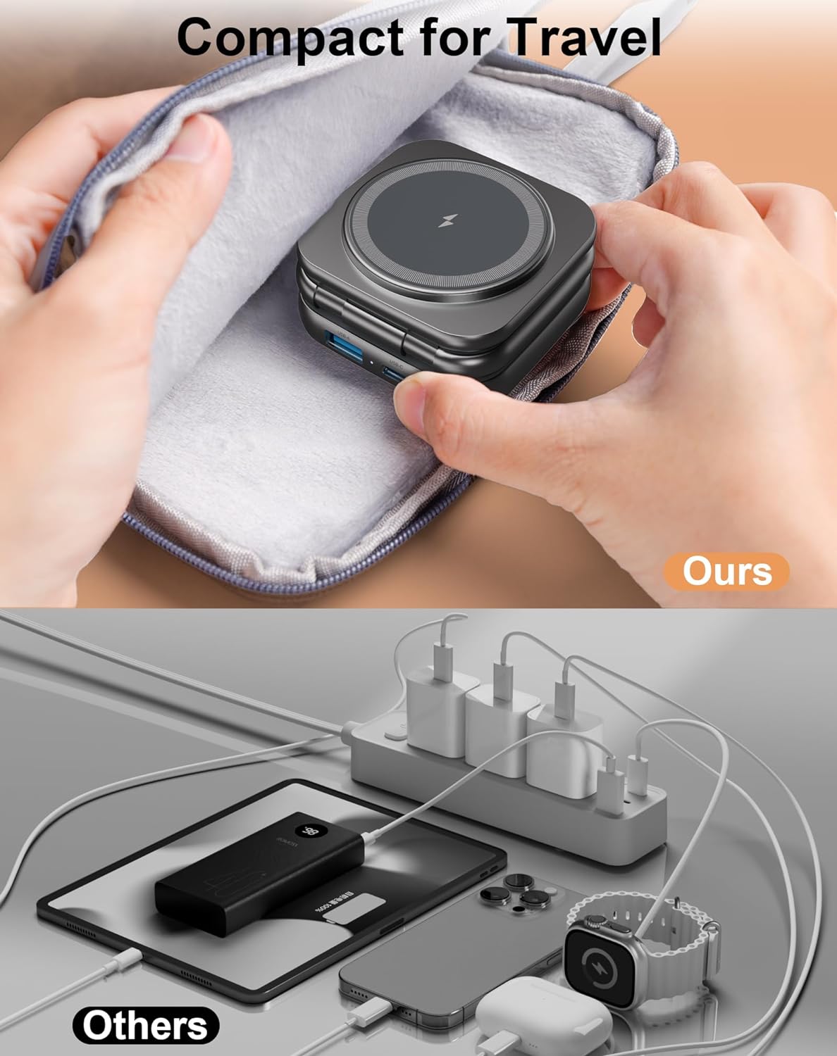 Cargador inalámbrico W7 Flip 5 en 1 para Magsafe, con adaptador de 35W